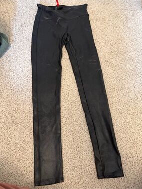 SPANX Black Faux-Leather Jeggings for Women
